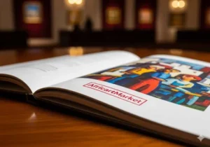 auktionssaals mit einem offenen katalog